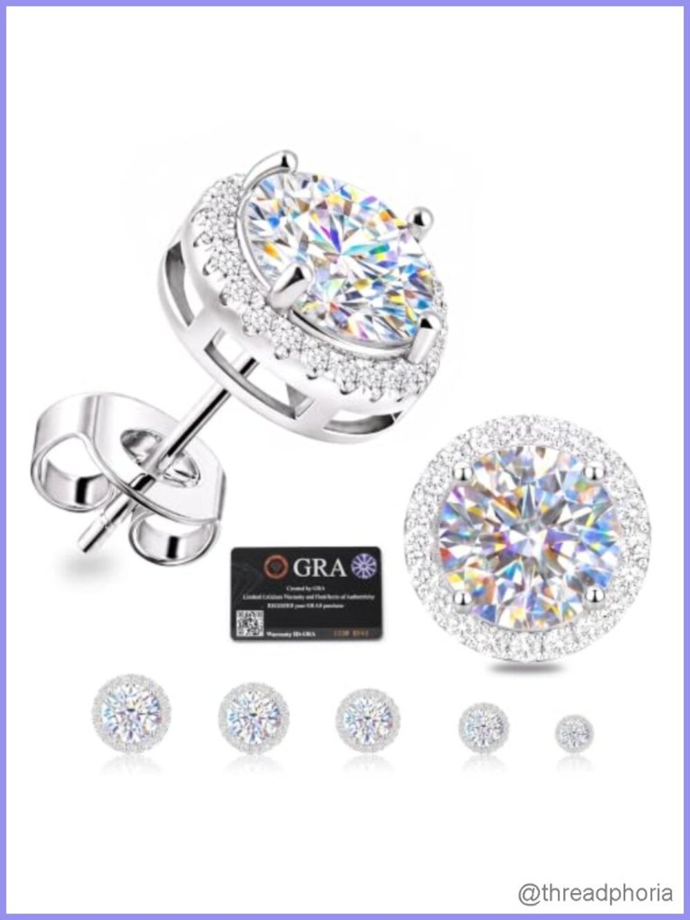 Moissanite Stud Earrings 925 Sterling Silver 18K Gold Plated Halo Unisex